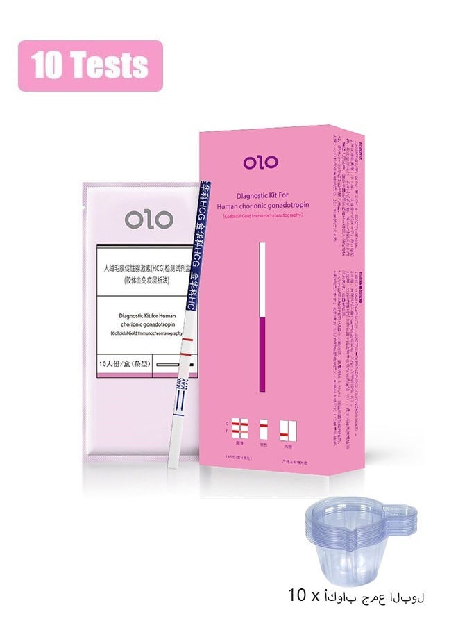 OLO Pregnancy Test Strips with Cups, 10 Pcs Individually Wrapped Pregnancy Strips, Early Home Detection Pregnancy Test Kit, Accurate Clear Detection  - Image 1