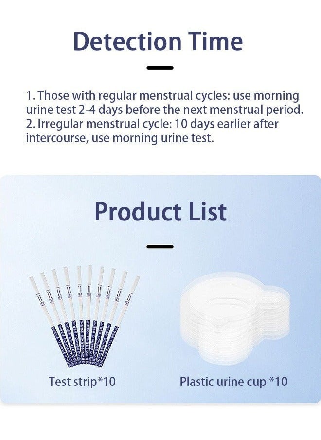 OLO Pregnancy Test Strips with Cups, 10 Pcs Individually Wrapped Pregnancy Strips, Early Home Detection Pregnancy Test Kit, Accurate Clear Detection  - Image 3