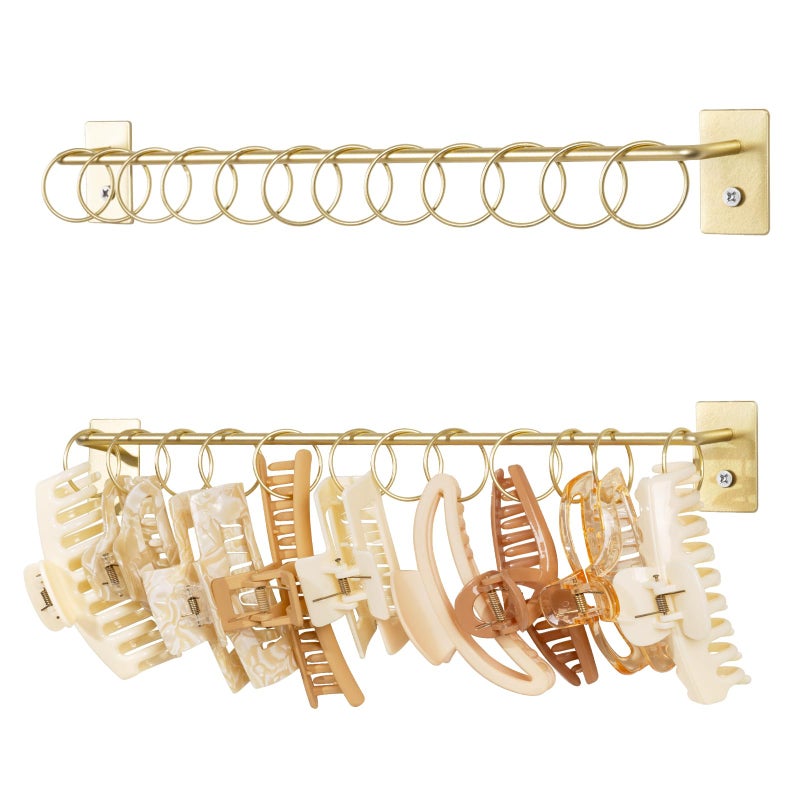 SNOWSTAR Metal Claw Clip Organizer Holder, Hair Clip Holder and Storage for Women and Girl,Claw Clips Hanger Display Hair Accessories for Wall Door Closet,Gold(1PCS) - Image 1