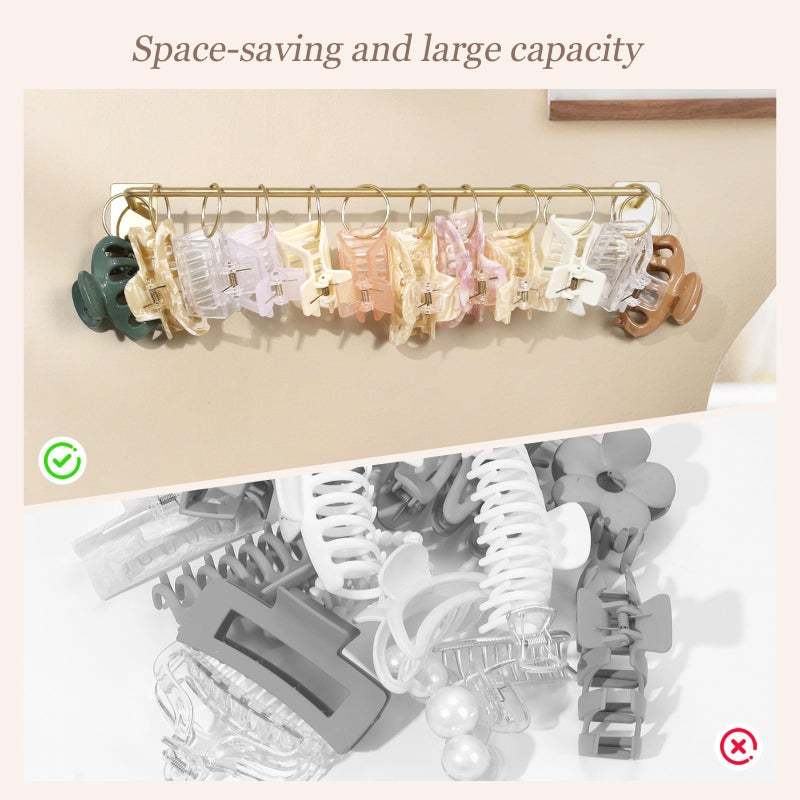 SNOWSTAR Metal Claw Clip Organizer Holder, Hair Clip Holder and Storage for Women and Girl,Claw Clips Hanger Display Hair Accessories for Wall Door Closet,Gold(1PCS) - Image 3