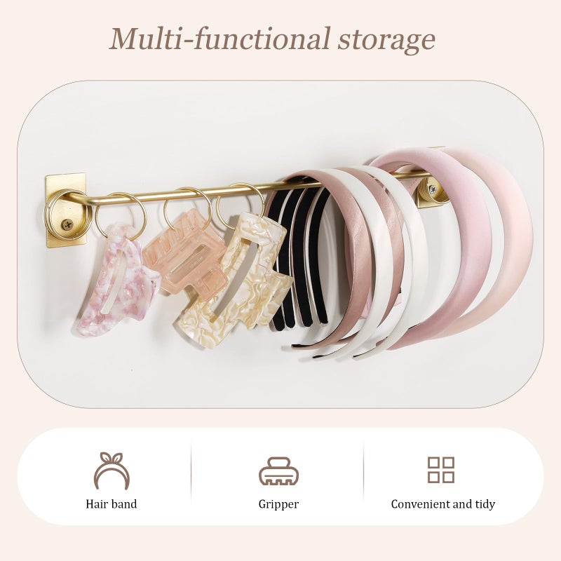 SNOWSTAR Metal Claw Clip Organizer Holder, Hair Clip Holder and Storage for Women and Girl,Claw Clips Hanger Display Hair Accessories for Wall Door Closet,Gold(1PCS) - Image 5
