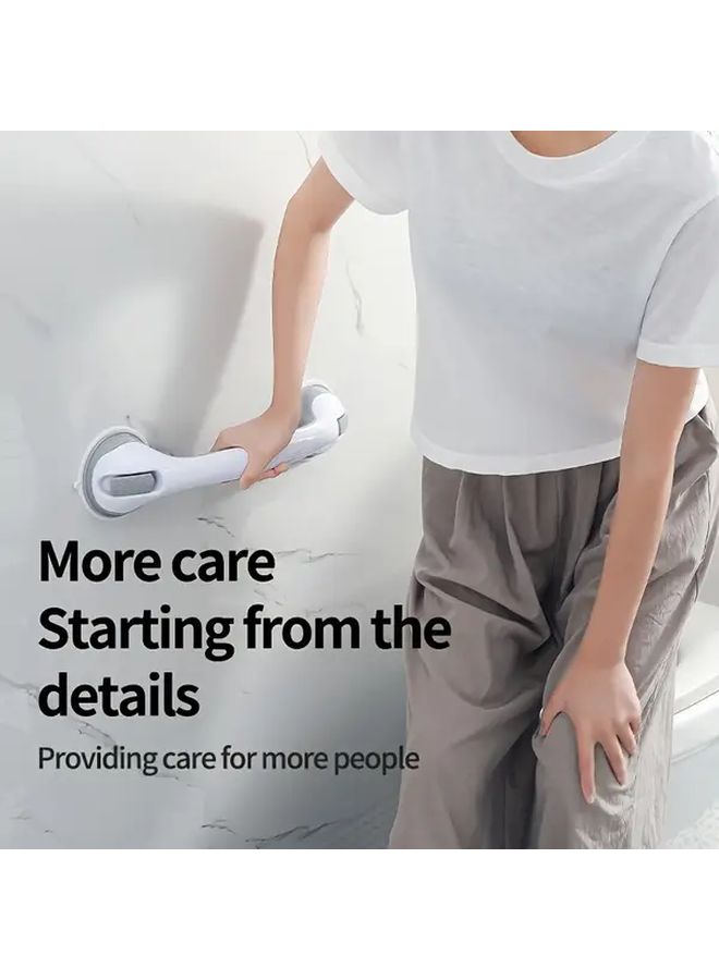 Grey Heavy Duty Suction Cup Bathroom Grab Bars No Drill Installation For Shower Safety - Image 3