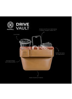 Maxwell Electronics Maxwell Drive Vault Car Seat Gap Seam Storage Box Cup Holder Additional Storage for Your Devices Like Mobile Phone Tablets Eyeglasses Wallet Money Coins Notebook Pen Organizer Keys Organizer (Brown)  - Image 3