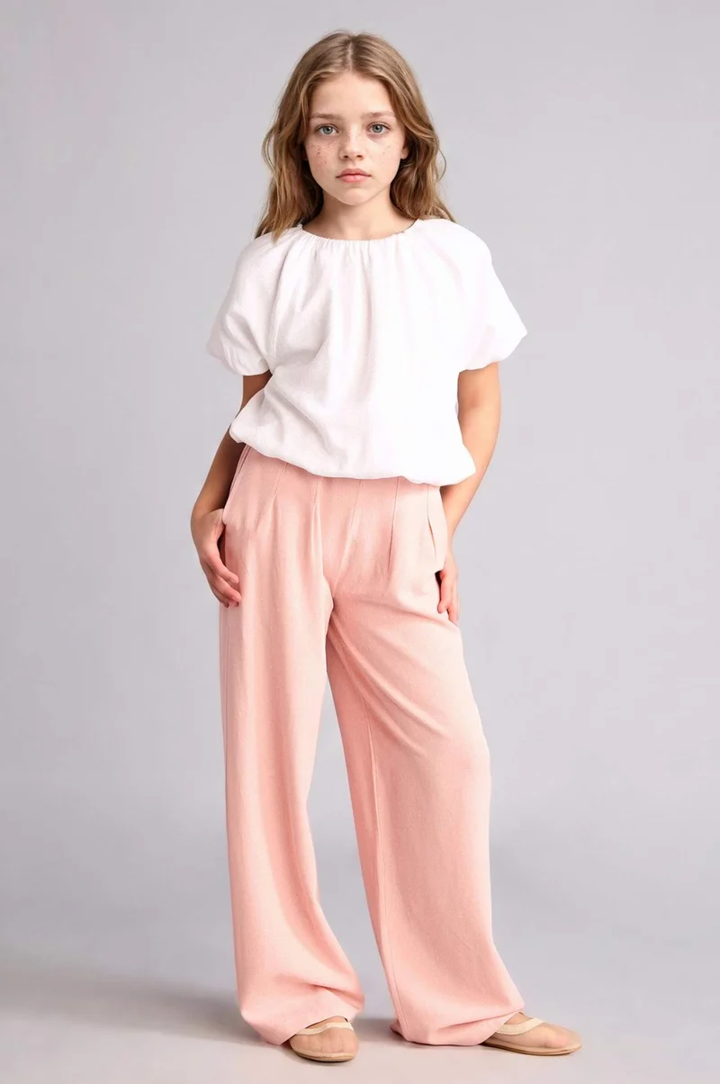 ديفاكتو Wide Leg Linen Blended Trousers