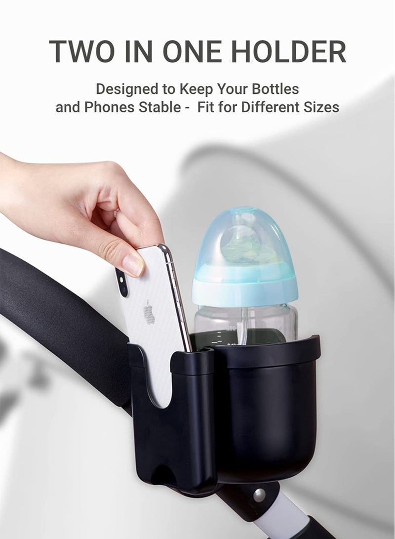 Daytoyz Universal Cup Holder, Stroller Cup Holder with Phone Holder, Stroller Accessories , Bike Water Bottle Holder for Boat, Treadmill, Wheelchair, Scooter, Trolleys - Image 2