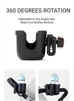 Daytoyz Universal Cup Holder, Stroller Cup Holder with Phone Holder, Stroller Accessories , Bike Water Bottle Holder for Boat, Treadmill, Wheelchair, Scooter, Trolleys  - Image 4