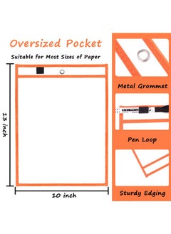 Antner 30 Packs Oversized Dry Erase Pocket Sleeves Reusable Ticket Holders Clear Plastic Sheet Page Protectors Heavy Duty Work Pockets School Teacher Classroom Office Organization Supplies 5 Colors  - Image 4