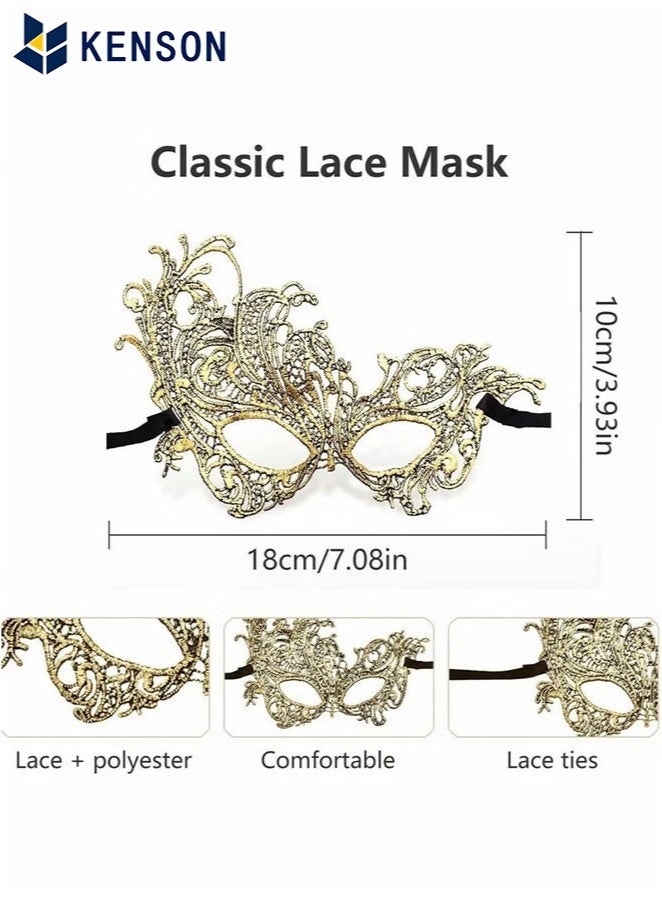 KENSON Masquerade Mask for Couples, Mardi Gras Venetian Side flower Mask, Ball Masks, Metal Prom Women Men (2 Pcs) - Image 3