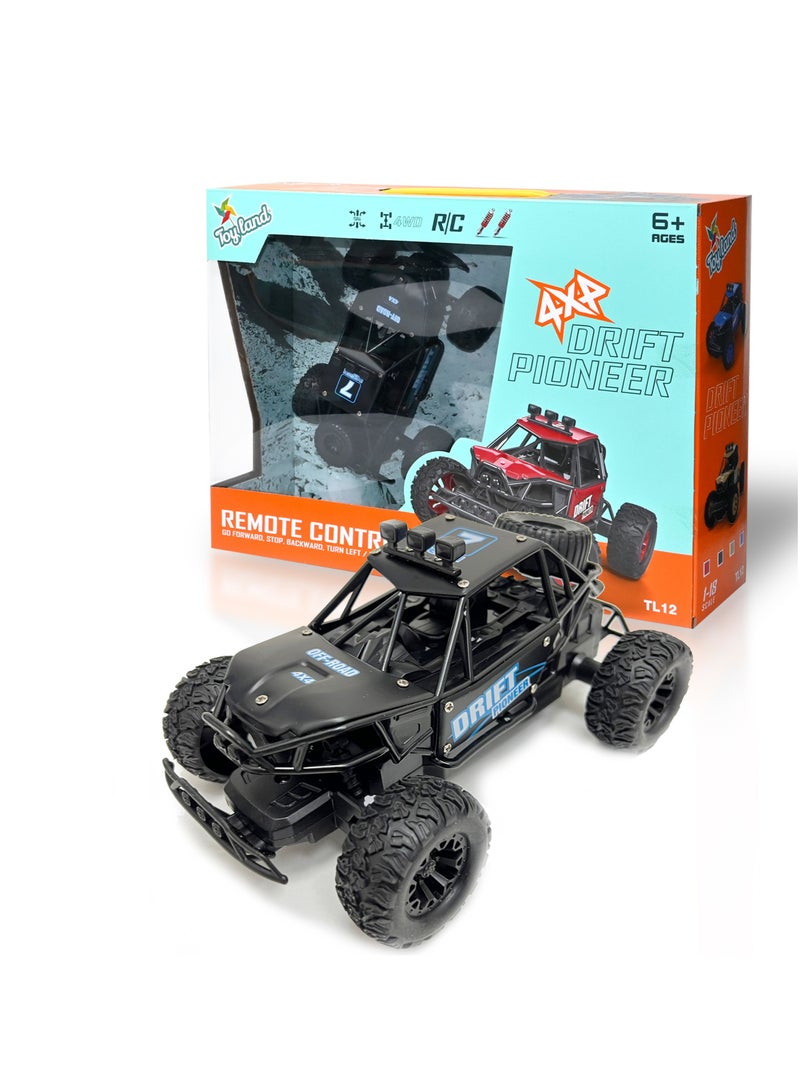 Toyland سيارات الانجراف RC القابلة لإعادة الشحن بمقياس 1:18، 4WD 2.4 جيجا هرتز لجميع التضاريس لعبة كهربائية مصنوعة من خليط معدني للطرق الوعرة Rc وحش التسلق الزاحف شاحنة للأطفال - Image 1