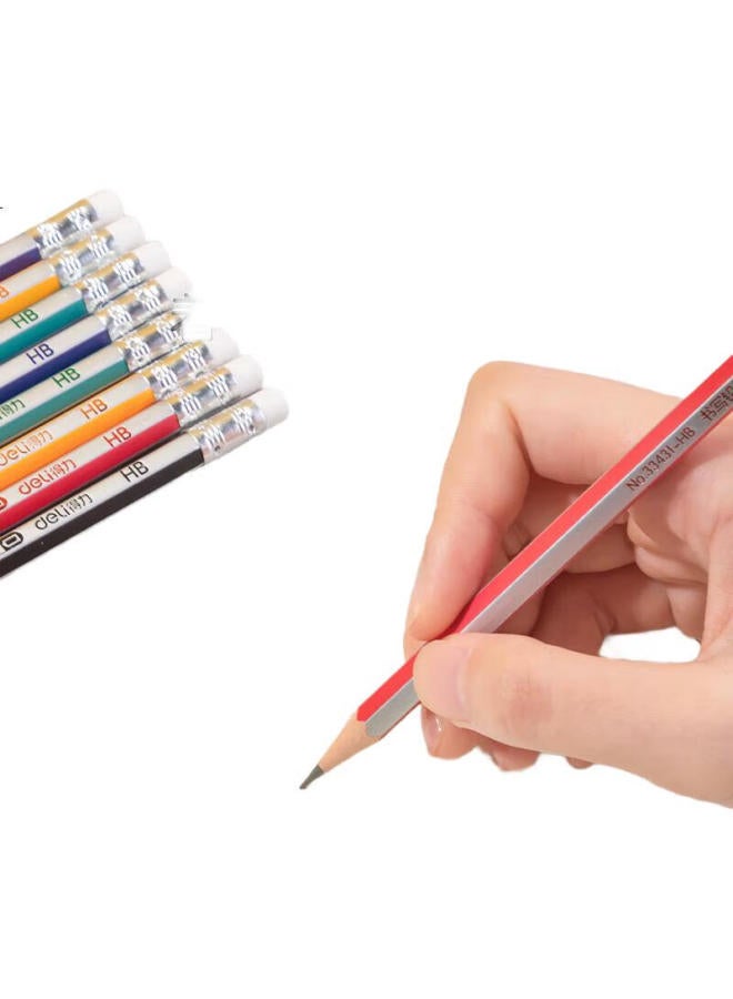 Deli 50 Hb Pencils, Classic Colorful Pull-Out Hexagonal Pencils With Eraser Tip, Student Writing Sketching Drawing Pencils, 33433-Hb [Christmas Gift] - Image 2