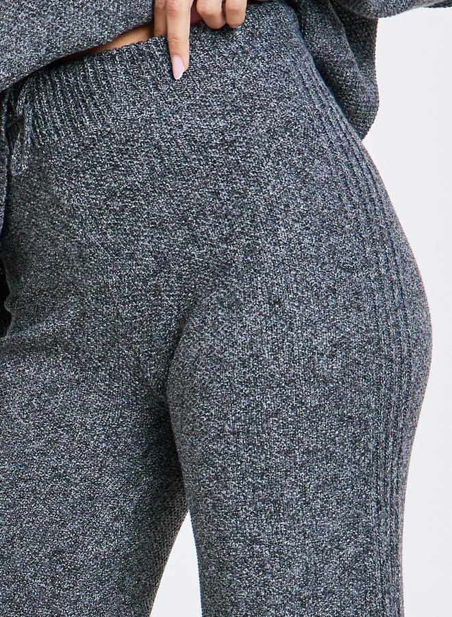 Styli Charcoal Wide Leg Flat Knit Pants - Image 3