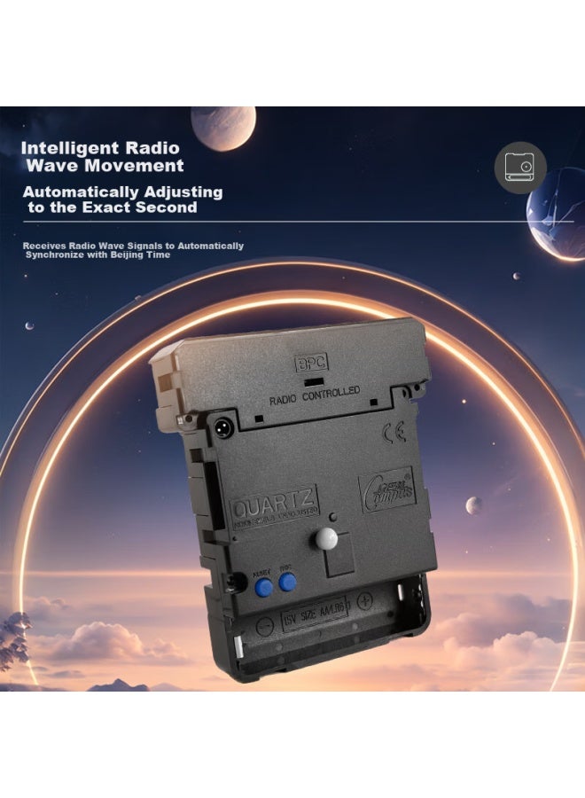 Compas Radio-Controlled Clock Automatic Timekeeping Examination Room Living Room Wall Clock Watch Wall-Mounted 2037 Luminous Black (35Cm) - Image 2