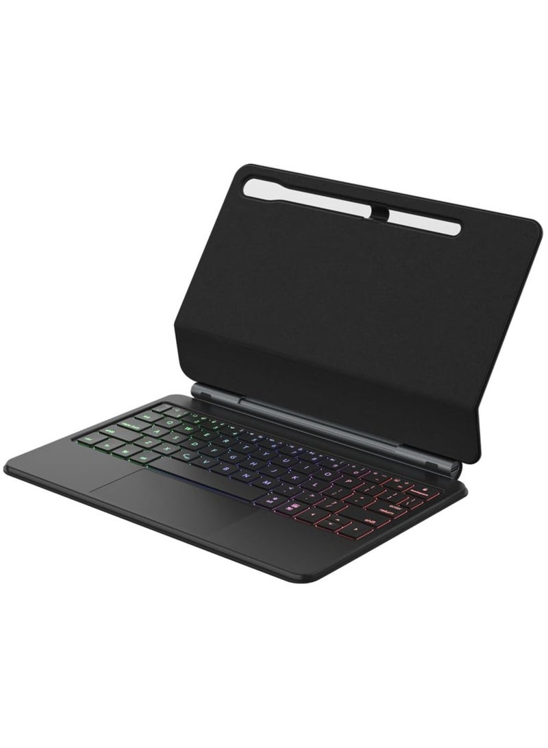 عام حافظة لوحة مفاتيح ماجيك سمارت بلوتوث متوافقة مع سامسونج جالاكسي تاب اس 9 في 11 بوصة 2023 مع لوحة تعقب آر جي بي لوحة مفاتيح بإضاءة خلفية - Image 1