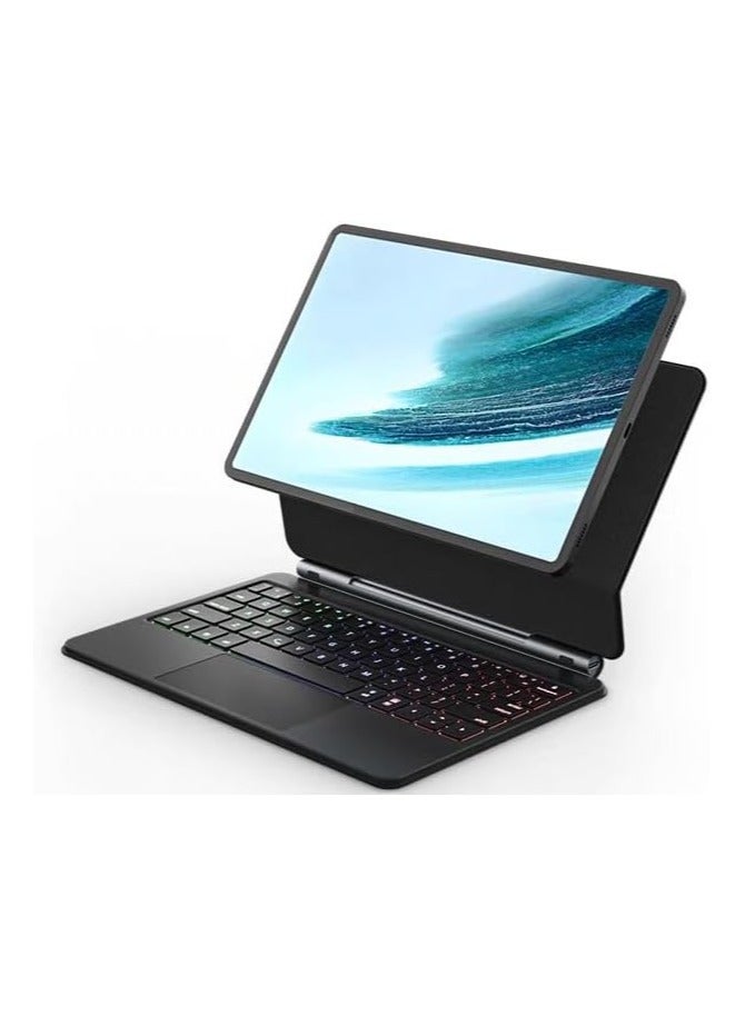 عام حافظة لوحة مفاتيح ماجيك سمارت بلوتوث متوافقة مع سامسونج جالاكسي تاب اس 9 في 11 بوصة 2023 مع لوحة تعقب آر جي بي لوحة مفاتيح بإضاءة خلفية - Image 4