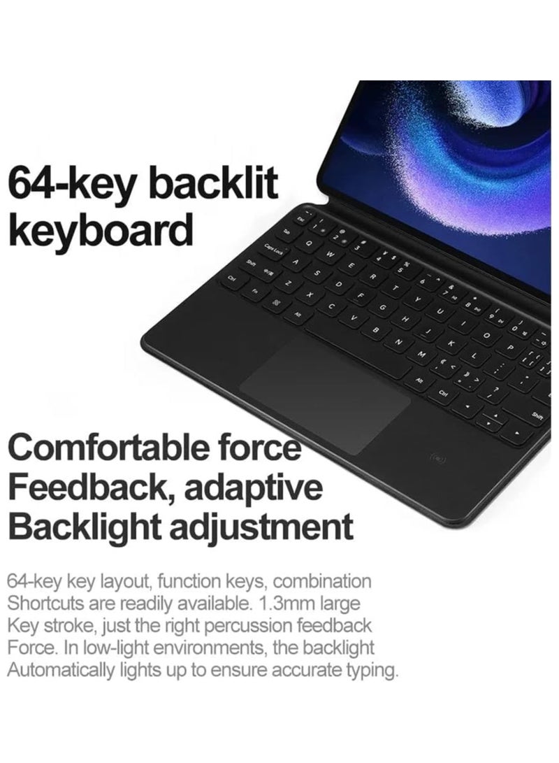 عام حافظة لوحة مفاتيح ماجيك سمارت بلوتوث متوافقة مع سامسونج جالاكسي تاب اس 9 في 11 بوصة 2023 مع لوحة تعقب آر جي بي لوحة مفاتيح بإضاءة خلفية - Image 5