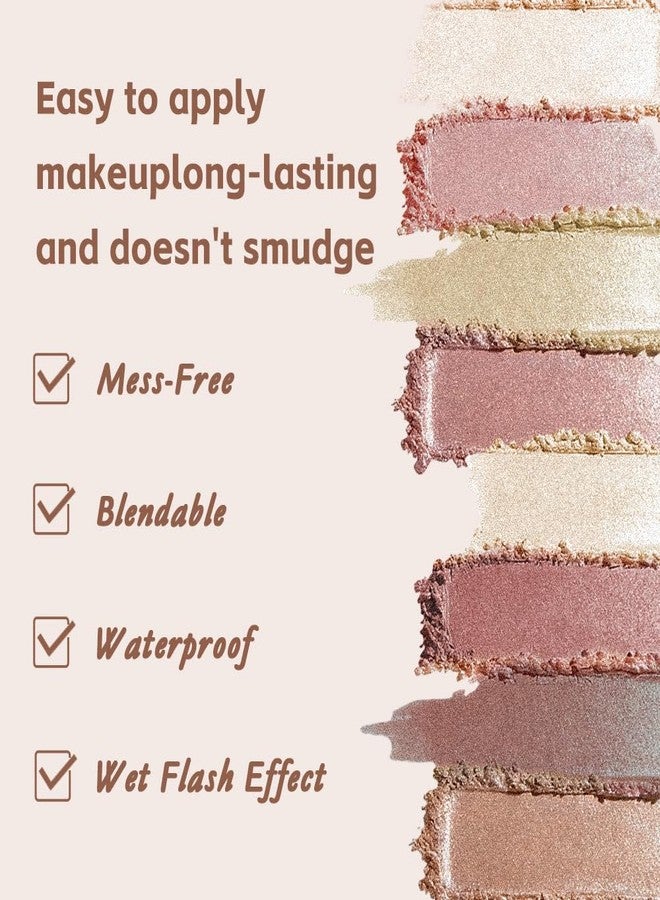 Hxssll Baked Shimmer Makeup Palette, 8-Color Neutral Champagne Gold Eyeshadow & Highlight Palette - High Pigment Soft Glow, No Fallout, Long-Lasting Eye Makeup for Everyday Radiant Looks 2# - Image 5