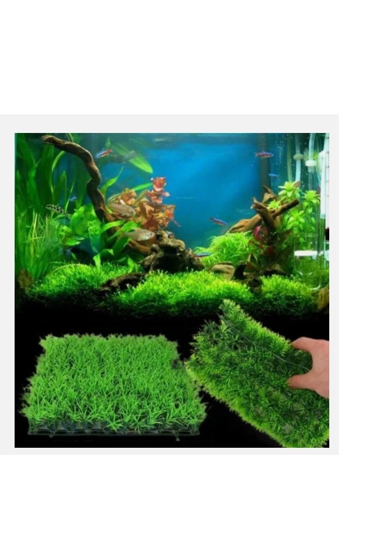 OASIS-TH 2 Packs Aquarium Eco-Friendly Artificial Green Water Grass Plant Lawn Fish Tank Decor Size 25x25cm - Image 2