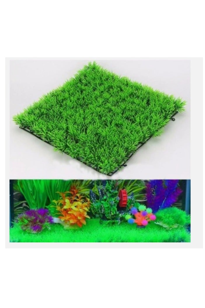 OASIS-TH 2 Packs Aquarium Eco-Friendly Artificial Green Water Grass Plant Lawn Fish Tank Decor Size 25x25cm - Image 1