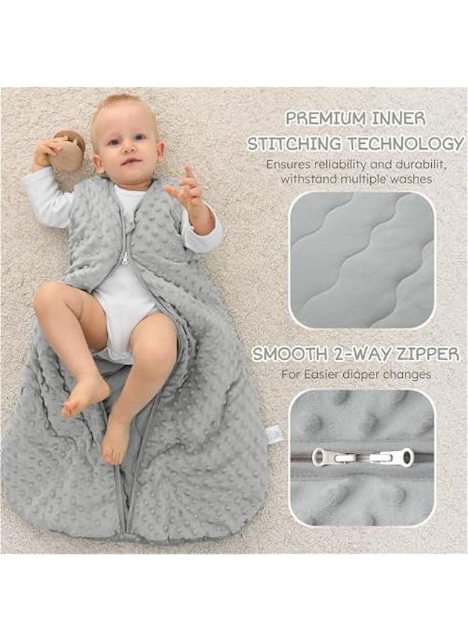 MIXDE Fleece Baby Sleep Sack 18-24 Months with Plush Dots, Winter Baby Wearable Blanket for Infant Toddler Sleeping Sack 2-Way Zipper Warm Sleepsack, Grey  - Image 4