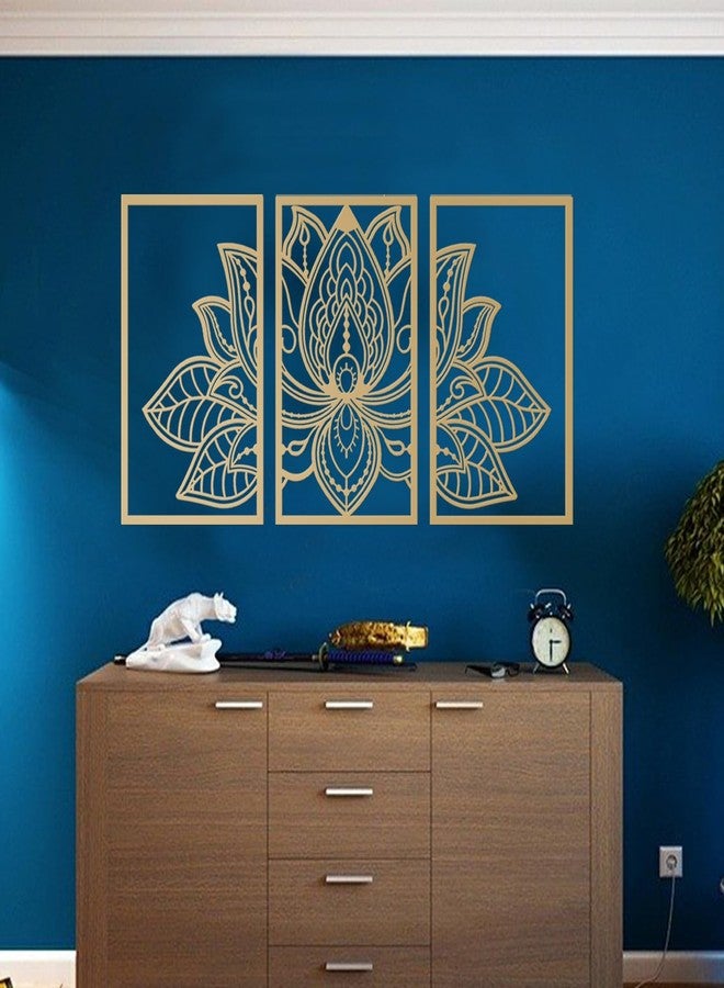Resama 3 Pcs Lotus Flower Wall Art Decor Metal Mandala Wall Decor Unique Lotus Flower Wall Art for Living Room, Bedroom, Office and Yoga Room Hanging Decor(Gold) - Image 3