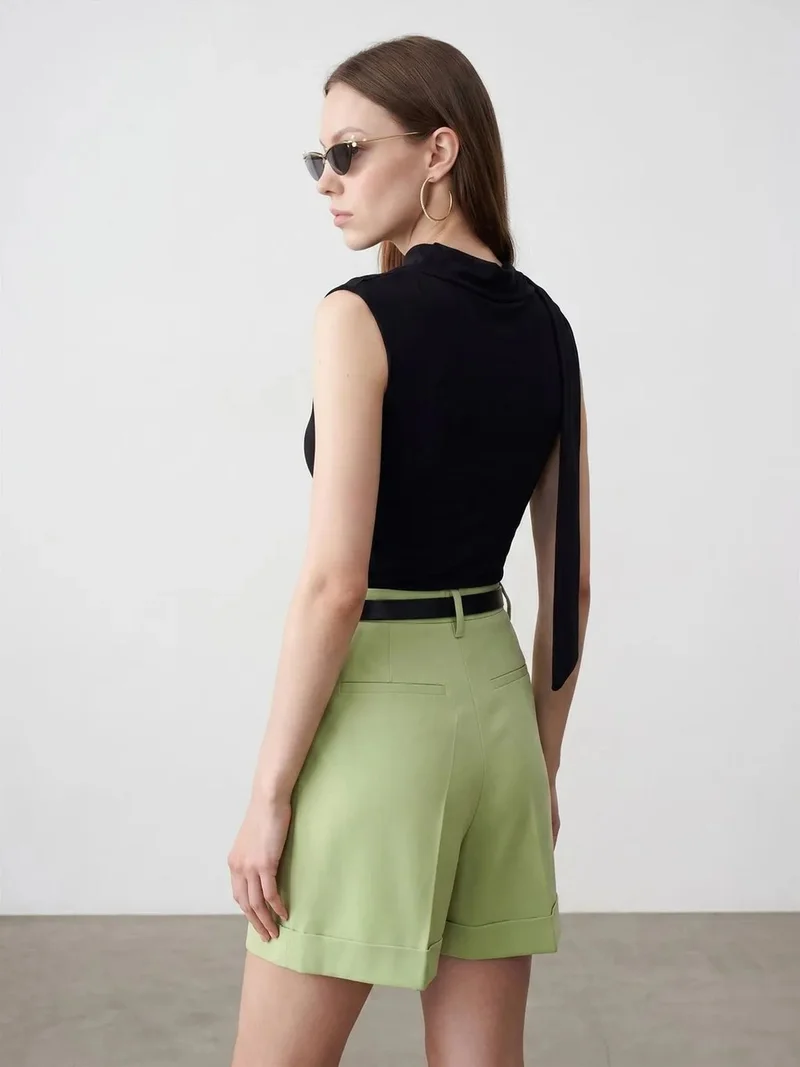 ديلفين Dilvin Sleeveless Cowl Neck Jersey Blouse