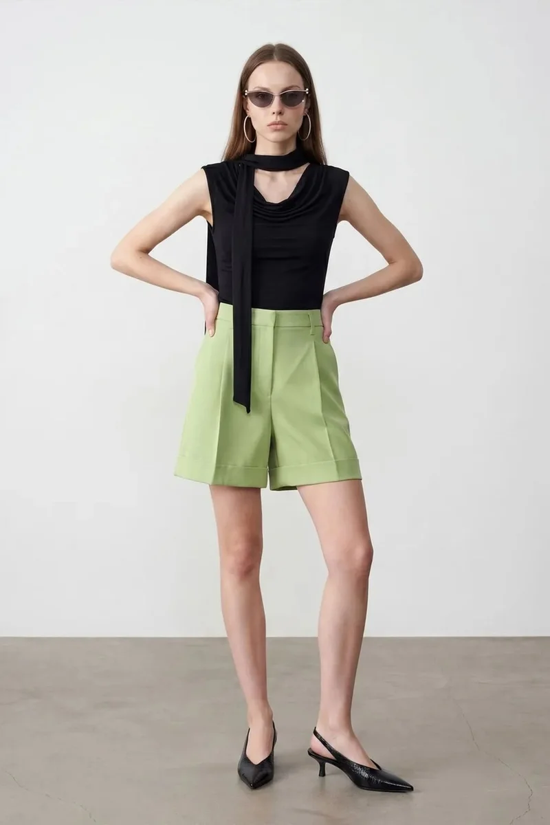 Dilvin Black DILVIN Sleeveless Cowl Neck Jersey Blouse for Women | Best Price UAE