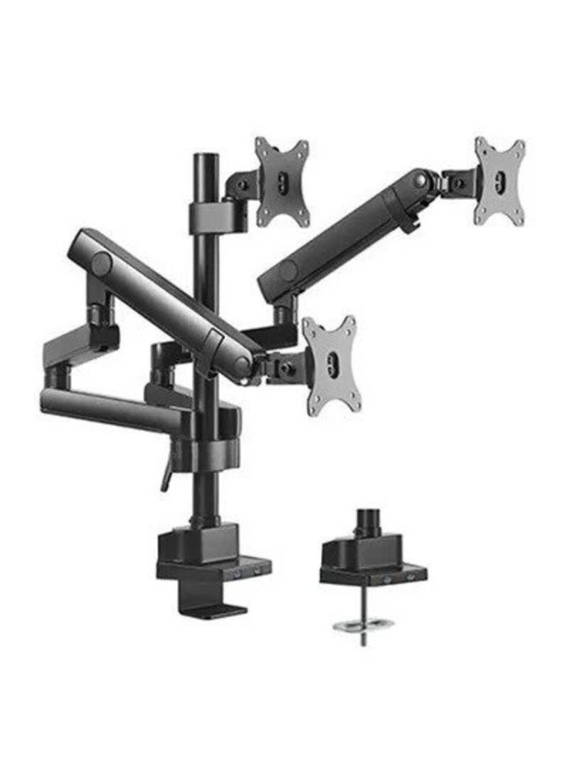 Triple Arm Monitor Desk Mount With USB Port Below 32 Inch Black