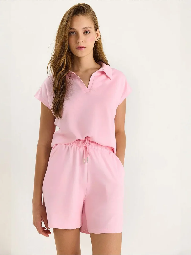 LUCCI High Waist Drawstring Wide Leg Two-Piece Set