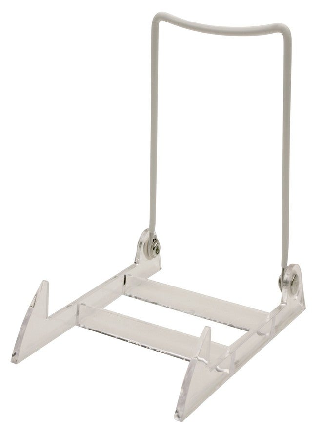 Gibson 2 Holders 3PL Adjustable Wire & Acrylic Easels- 4" W x 5.5" H with 4.5" Ledge, White/Clear