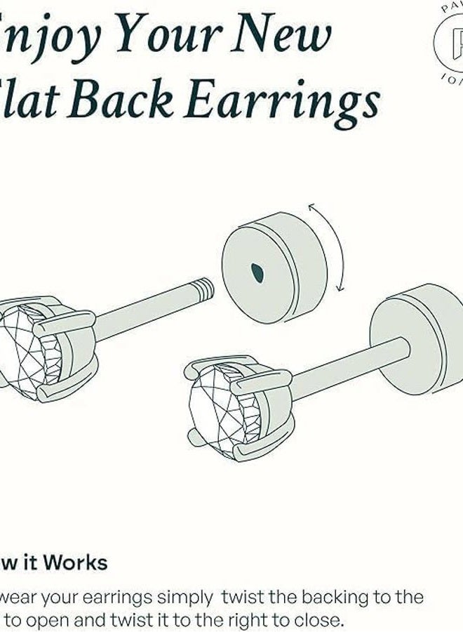 PAVOI 14K Gold Plated Sterling Silver Posts Colored Birthstone Flatback Stud Earrings for Women - Gemstone Cubic Zirconia Screwback Earrings - Dainty Helix Cartilage Piercing Jewelry, 4.1mm x 3.7mm - Image 5