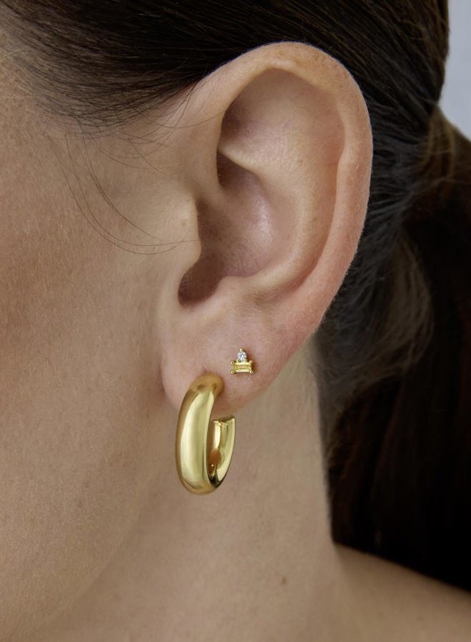 PAVOI 14K Gold Plated Sterling Silver Posts Colored Birthstone Flatback Stud Earrings for Women - Gemstone Cubic Zirconia Screwback Earrings - Dainty Helix Cartilage Piercing Jewelry, 4.1mm x 3.7mm - Image 2