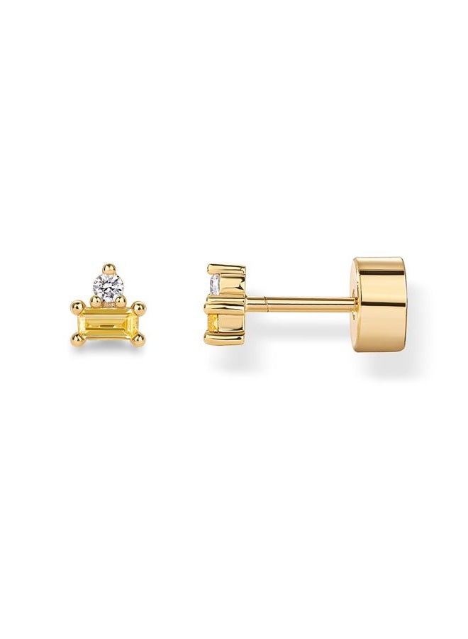 PAVOI 14K Gold Plated Sterling Silver Posts Colored Birthstone Flatback Stud Earrings for Women - Gemstone Cubic Zirconia Screwback Earrings - Dainty Helix Cartilage Piercing Jewelry, 4.1mm x 3.7mm - Image 1
