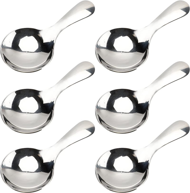 EWUHRY 6 Piece Small Spoons for Condiments - 304 Stainless Steel Spice Spoons Small Canister Scoops Jar Spoons for Honey Candy, Coffee, Tea, Salt, Jam, and Mustard - Ice Cream Dessert Spoon - Image 1