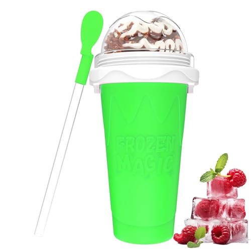 Firjuty Slushie Maker Cup,DIY Magic Slushy Maker Squeeze Cups,Portable Smoothie Squeeze Cups for Juices,Milk and Ice Cream Make,Double Layer Squeeze Slushy Maker Cup,Birthday Gifts for Mom Dad & Friend(Green） - Image 1