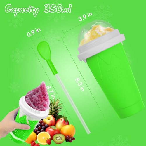 Firjuty Slushie Maker Cup,DIY Magic Slushy Maker Squeeze Cups,Portable Smoothie Squeeze Cups for Juices,Milk and Ice Cream Make,Double Layer Squeeze Slushy Maker Cup,Birthday Gifts for Mom Dad & Friend(Green） - Image 4