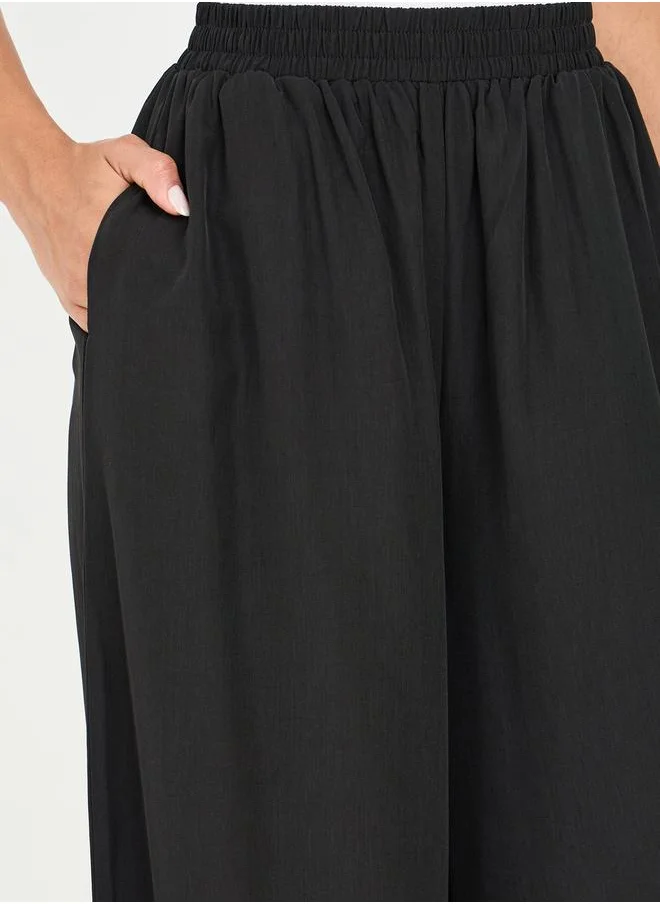 Styli Solid High Rise Wide Leg Pants