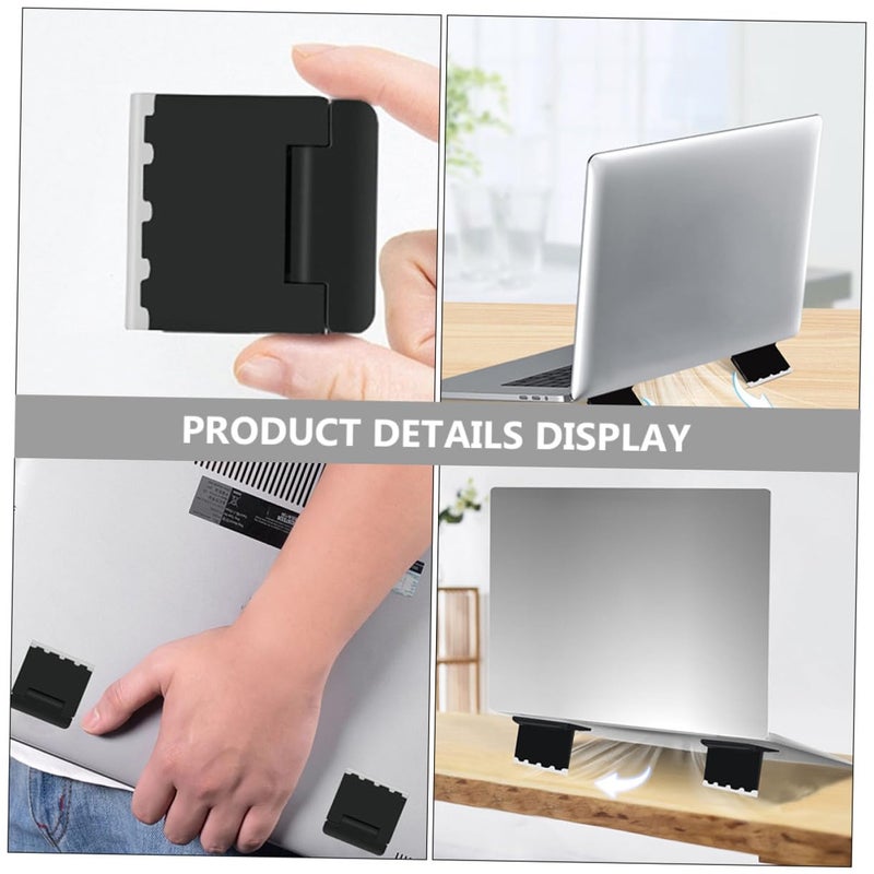 Foldable Laptop Stand Adjustable Height Portable Black 4 Pieces with Airflow Cooling - Image 4