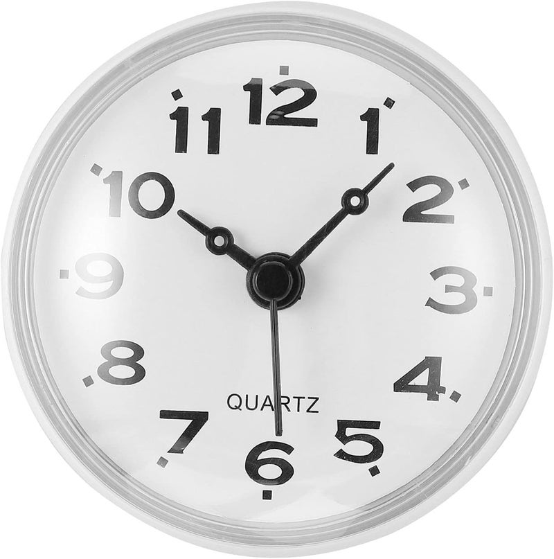 Bathroom Shower Suction Cup Wall Clock Silent Waterproof Clock Quality Quartz Clock (White) - Image 2