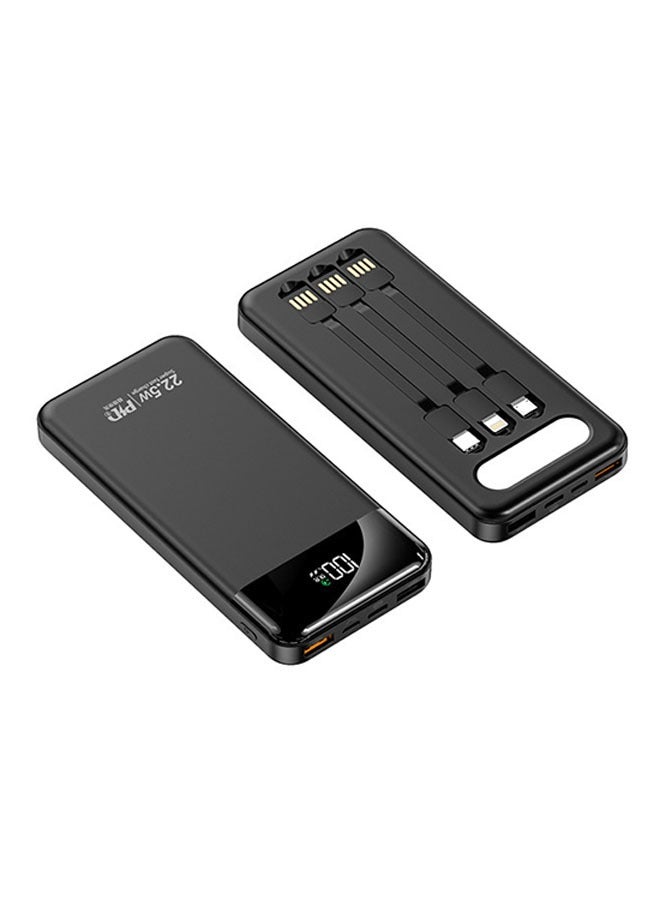 Arabest Power Bank with Built-In Cable,12000mah Large Capacity Portable Rechargeable with 4 Outputs and LED Display,Compatible with Android Apple,Suitable for Business/Travel(Black)  - Image 1
