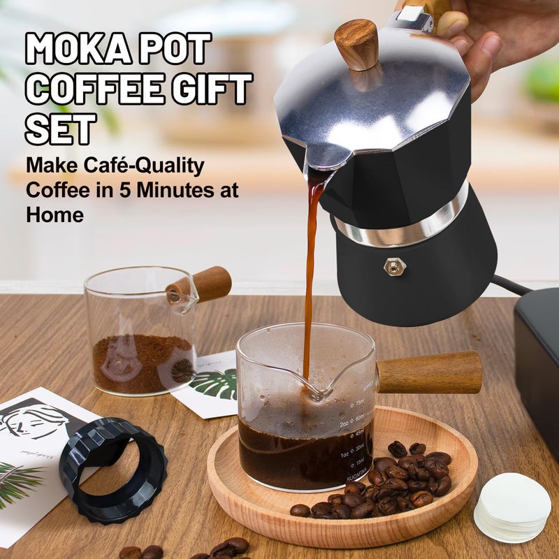 DITOSH 4-in-1 Moka Pot Espresso Set with Electric Stove 3 Cup Aluminum Stovetop Coffee Maker Percolator Italian Classic Mocha Coffee Machine with Powder Dispenser Filter Paper Portable Camping Black - Image 5