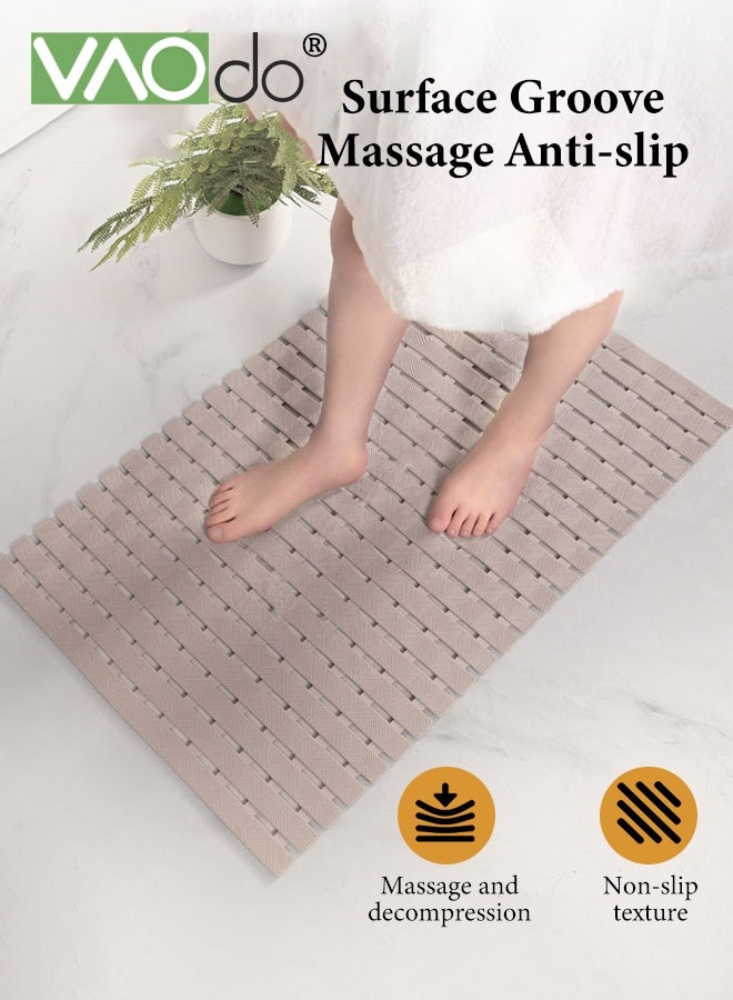 فاو دو سجادة استحمام، سجادة حوض استحمام مانعة للانزلاق مع أكواب شفط وثقوب تصريف، سجادة دش حوض استحمام سهلة التجفيف والقطع لحوض الاستحمام وحصيرة دش أرضية للحوض والدش 40*70 سم - Image 2