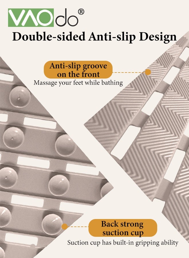 فاو دو سجادة استحمام، سجادة حوض استحمام مانعة للانزلاق مع أكواب شفط وثقوب تصريف، سجادة دش حوض استحمام سهلة التجفيف والقطع لحوض الاستحمام وحصيرة دش أرضية للحوض والدش 40*70 سم - Image 4