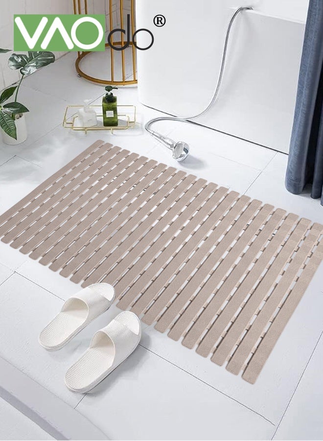 فاو دو سجادة استحمام، سجادة حوض استحمام مانعة للانزلاق مع أكواب شفط وثقوب تصريف، سجادة دش حوض استحمام سهلة التجفيف والقطع لحوض الاستحمام وحصيرة دش أرضية للحوض والدش 40*70 سم - Image 1