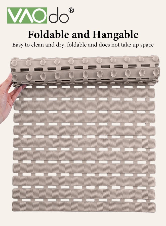 فاو دو سجادة استحمام، سجادة حوض استحمام مانعة للانزلاق مع أكواب شفط وثقوب تصريف، سجادة دش حوض استحمام سهلة التجفيف والقطع لحوض الاستحمام وحصيرة دش أرضية للحوض والدش 40*70 سم - Image 5