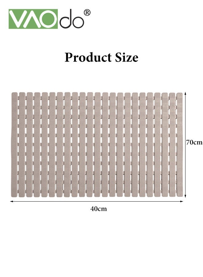 فاو دو سجادة استحمام، سجادة حوض استحمام مانعة للانزلاق مع أكواب شفط وثقوب تصريف، سجادة دش حوض استحمام سهلة التجفيف والقطع لحوض الاستحمام وحصيرة دش أرضية للحوض والدش 40*70 سم - Image 3