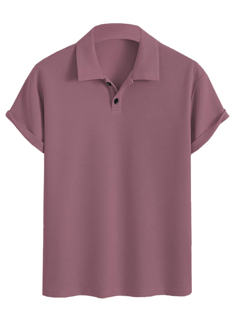TAGDO® Premium Waffle Knit T-Shirt || Tshirt for Man || Mens Tshirt (Button-Waffle-2018-Magenta-S) - Image 1