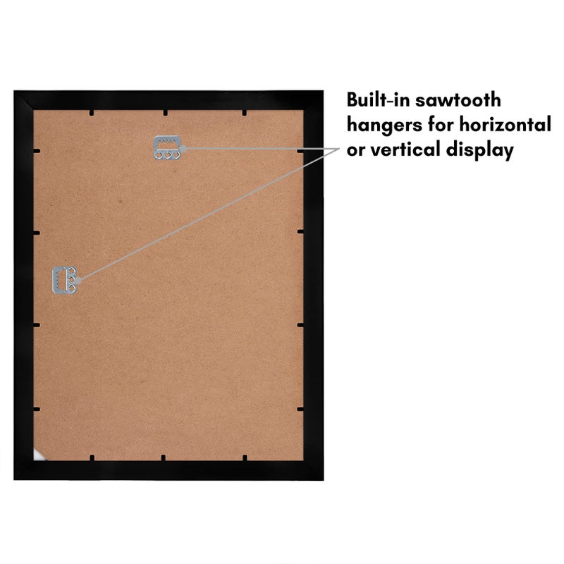 Americanflat 11x14 Picture Frame with Shatter-Resistant Glass - Set of 2 - Use as 8x10 Frame with Mat or Display 11x14 Photo Without Mat - Signature Collection - Picture Frames for Wall - Black - Image 5