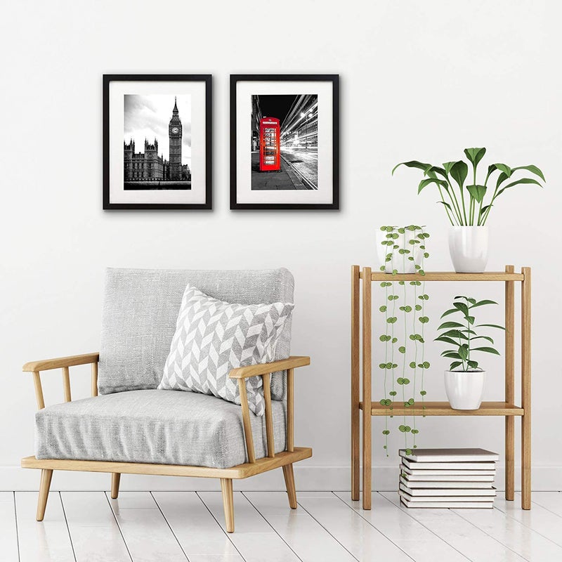 Americanflat 11x14 Picture Frame with Shatter-Resistant Glass - Set of 2 - Use as 8x10 Frame with Mat or Display 11x14 Photo Without Mat - Signature Collection - Picture Frames for Wall - Black - Image 4