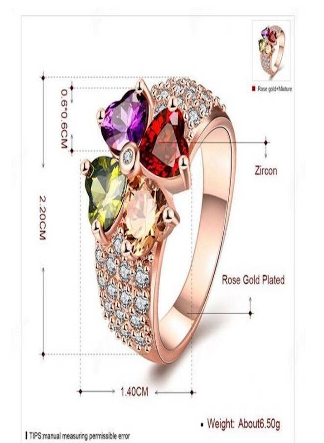 Zircon inlaid diamond flower style rose gold plated ring - Image 2