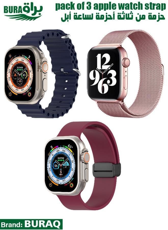 BURAQ - Apple Watch Band Strap For Apple Watch Ultra 2/Ultra 49mm, Series 10 46mm, 9/8/7 45mm, SE2/SE/6/5/4 44mm, 3/2/1 42mm - Image 1